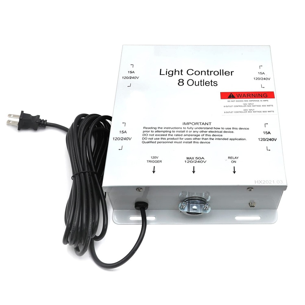 HongK- MCL 8 Outlet HID hydroponic Master Light Controller Electric Box White