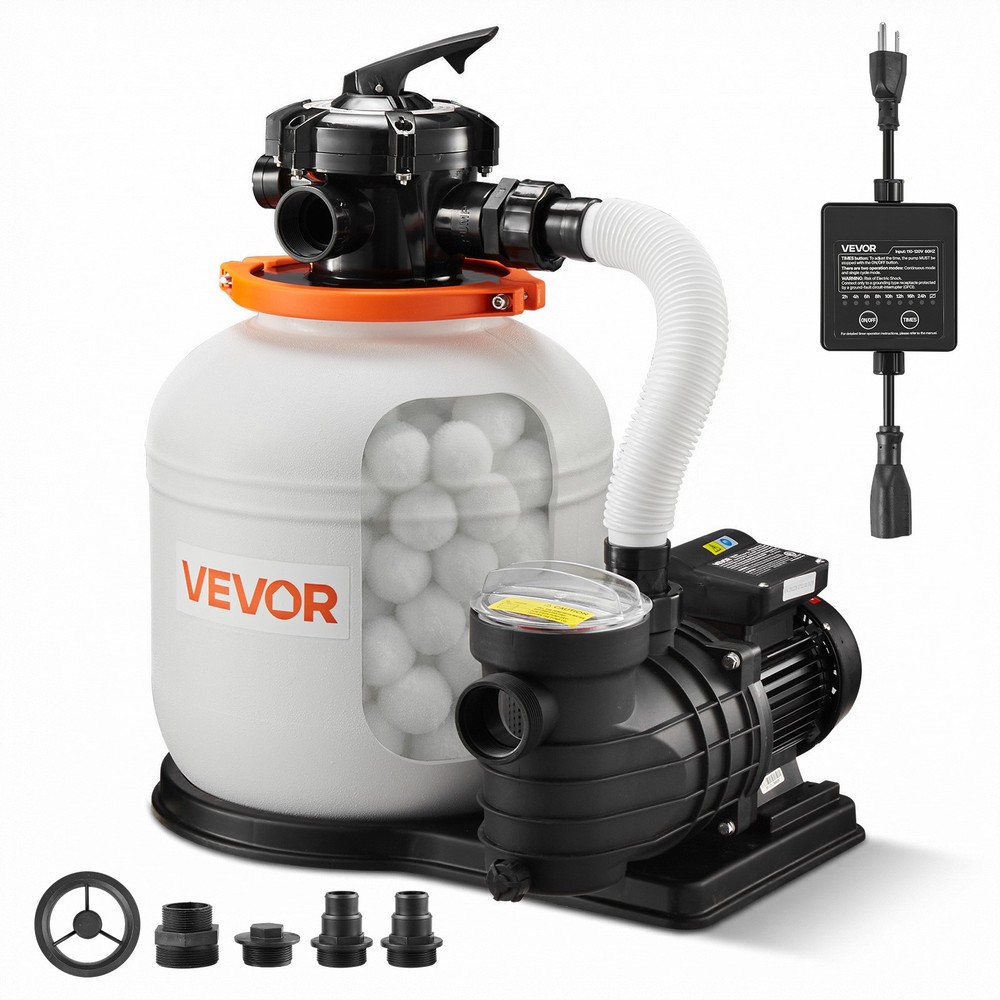 VEVOR FlashPure Sand Filter Pump for Above Ground Pool 14" 3500 GPH 0.75HP Timer
