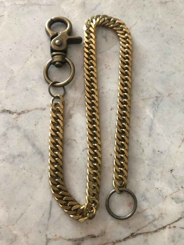 Solid Brass Wallet Chain Lobster Clasp Hook Curb Chain Biker