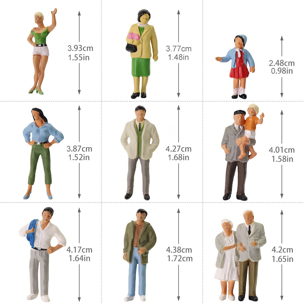 Model Trains 30pcs Different O Scale 1:43 Model Figures Standing People P4310