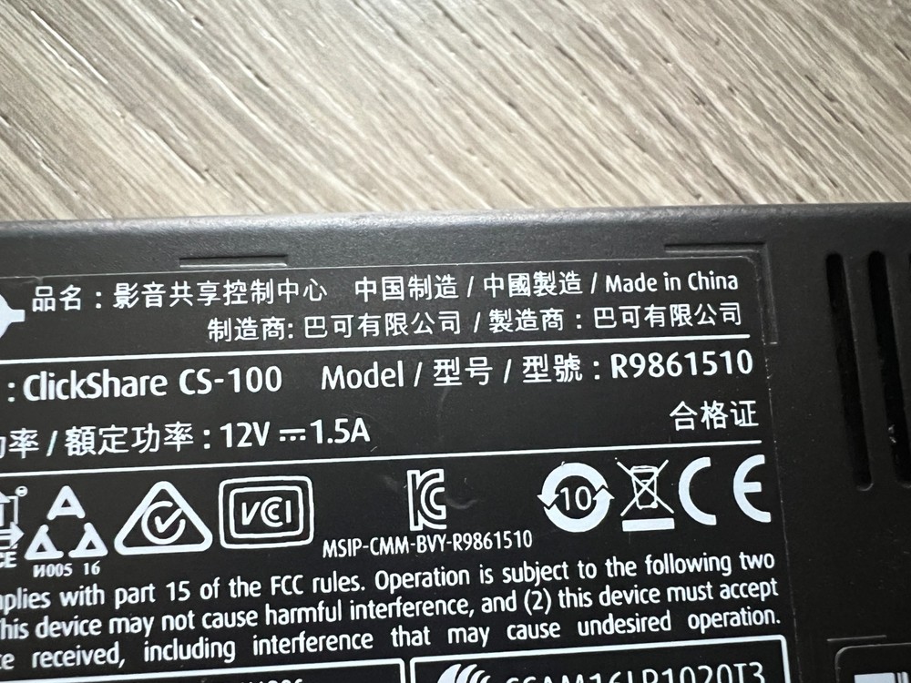 Barco ClickShare CS-100 Wireless Presentation System R9861510