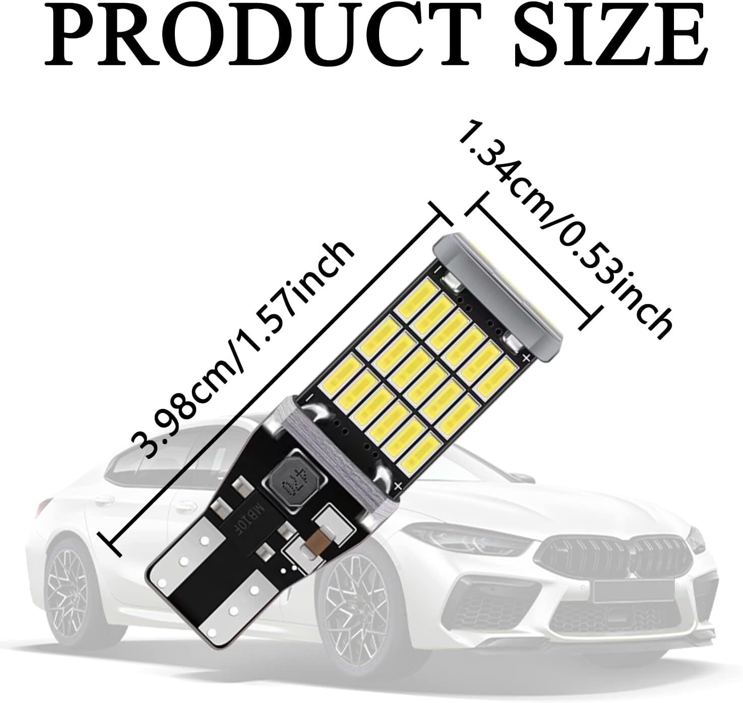 T15 921 912 LED Reverse Backup Light Bulbs W16W 916 6000K Super Bright White