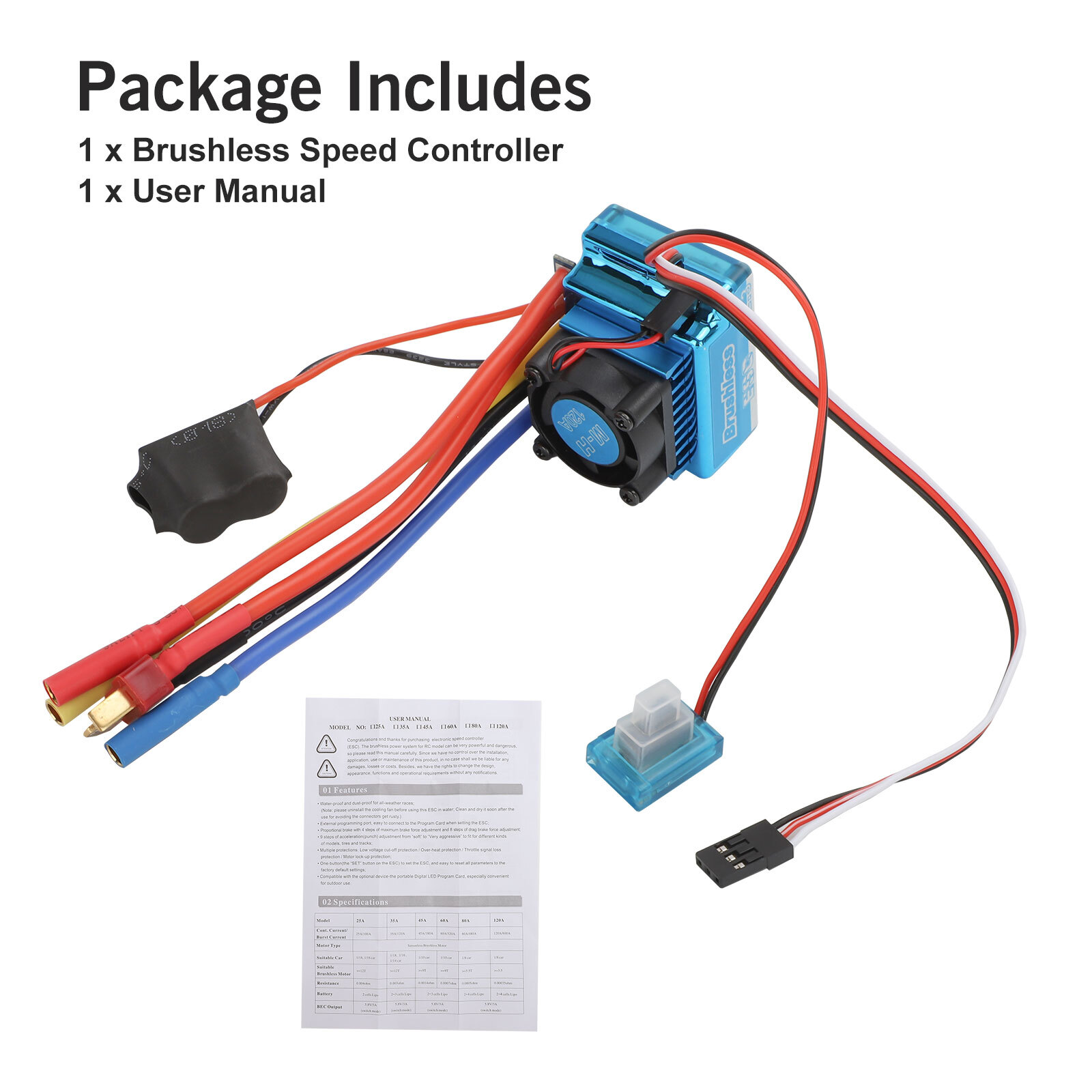 120A Brushless ESC Electric Accessories For 1/10 1/8 RC Car Speed Crawler Motor