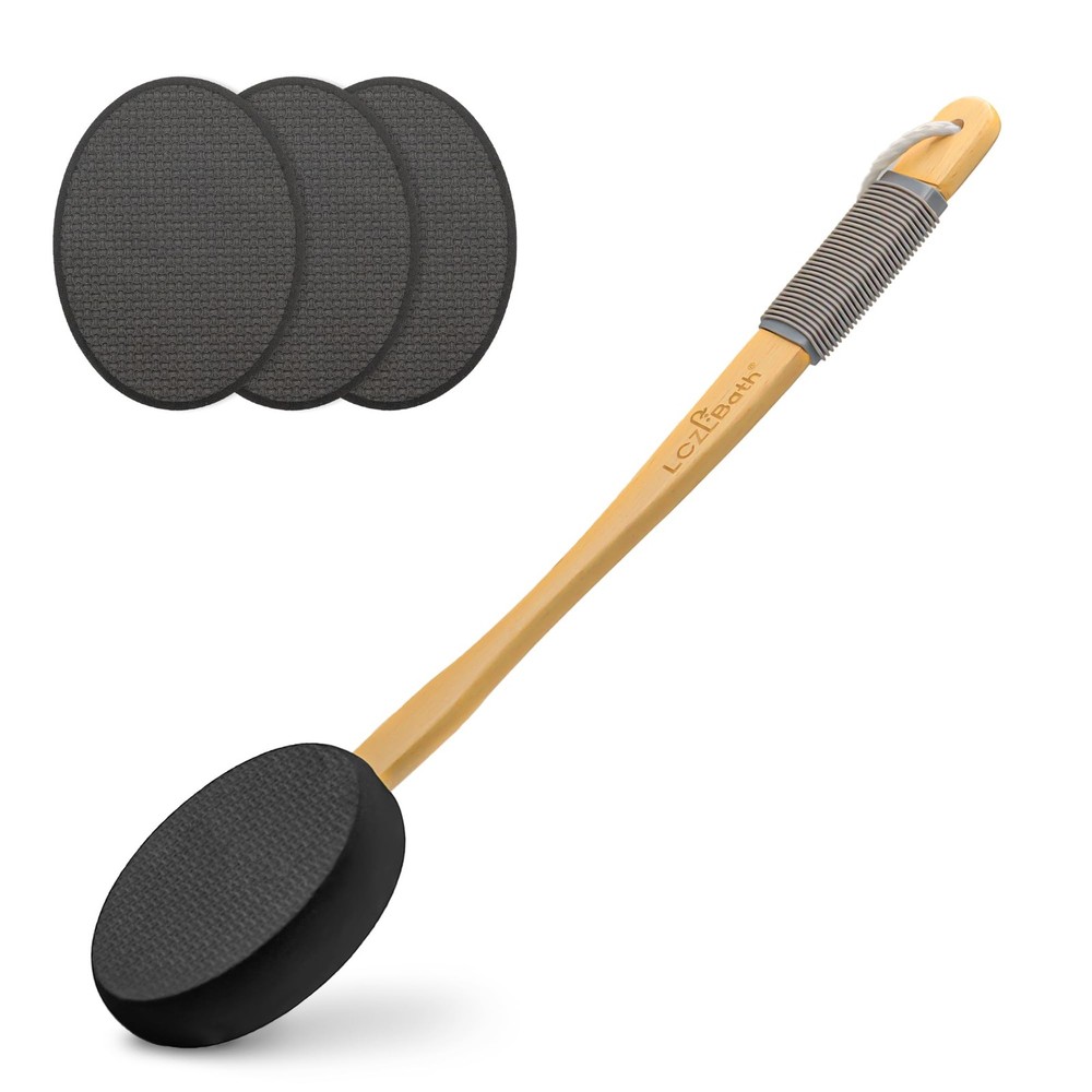 Lotion Applicator for Back Self Elderly with 4 Replaceable Pads 4 Pads, Black