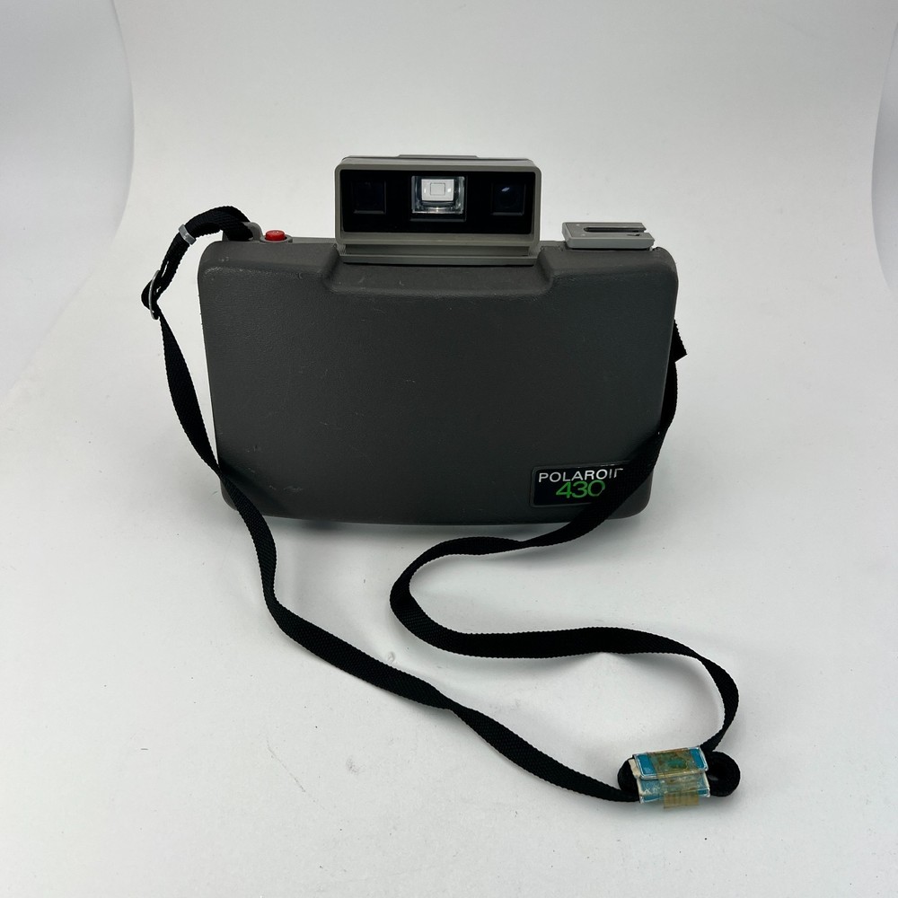 Vintage Polaroid 430 Automatic Land Camera with Strap & 490 Focus Flash Untested