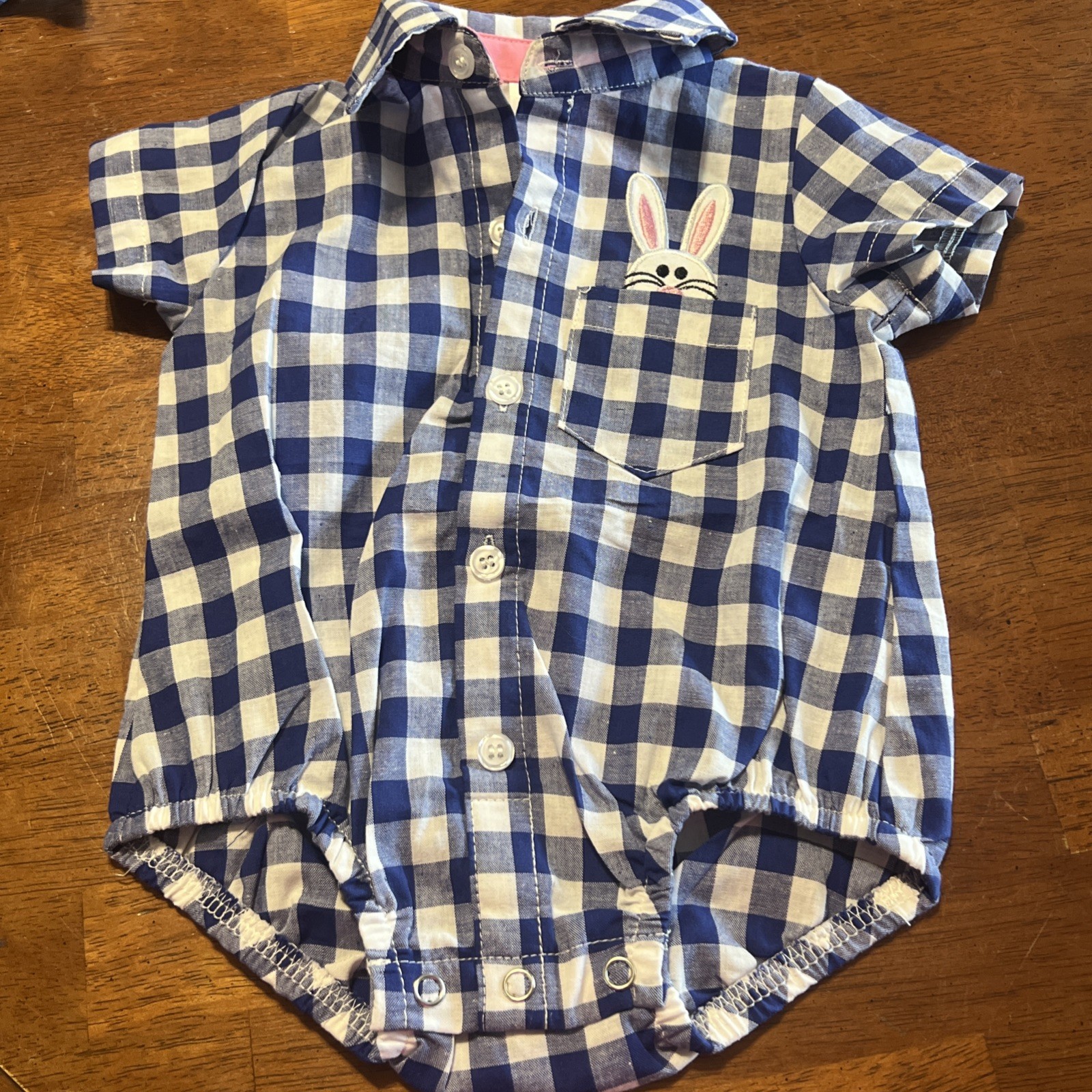 Boys 6M 6 Months Easter Bunny Clothes Plaid Blue
