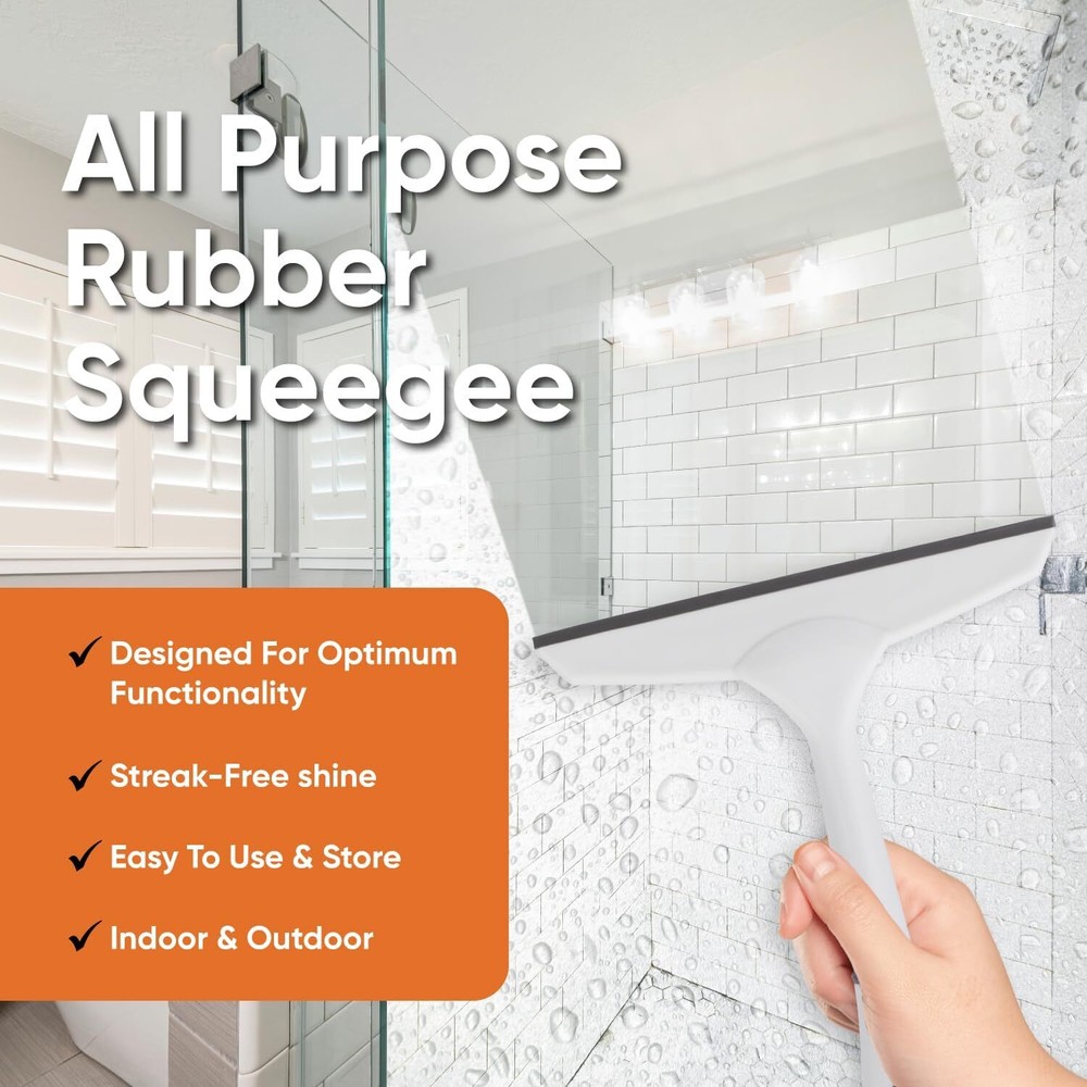 Superio 6" Window Rubber Squeegee with Hanging Loop, Grey