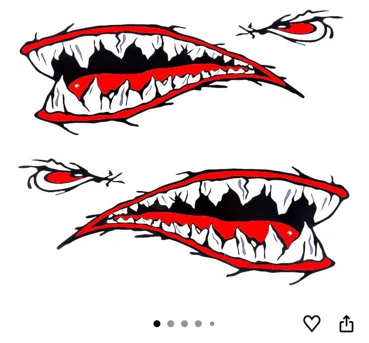 Aggressive Shark Jagged Teeth Custom Decals Self-Adhesive (2-piece)