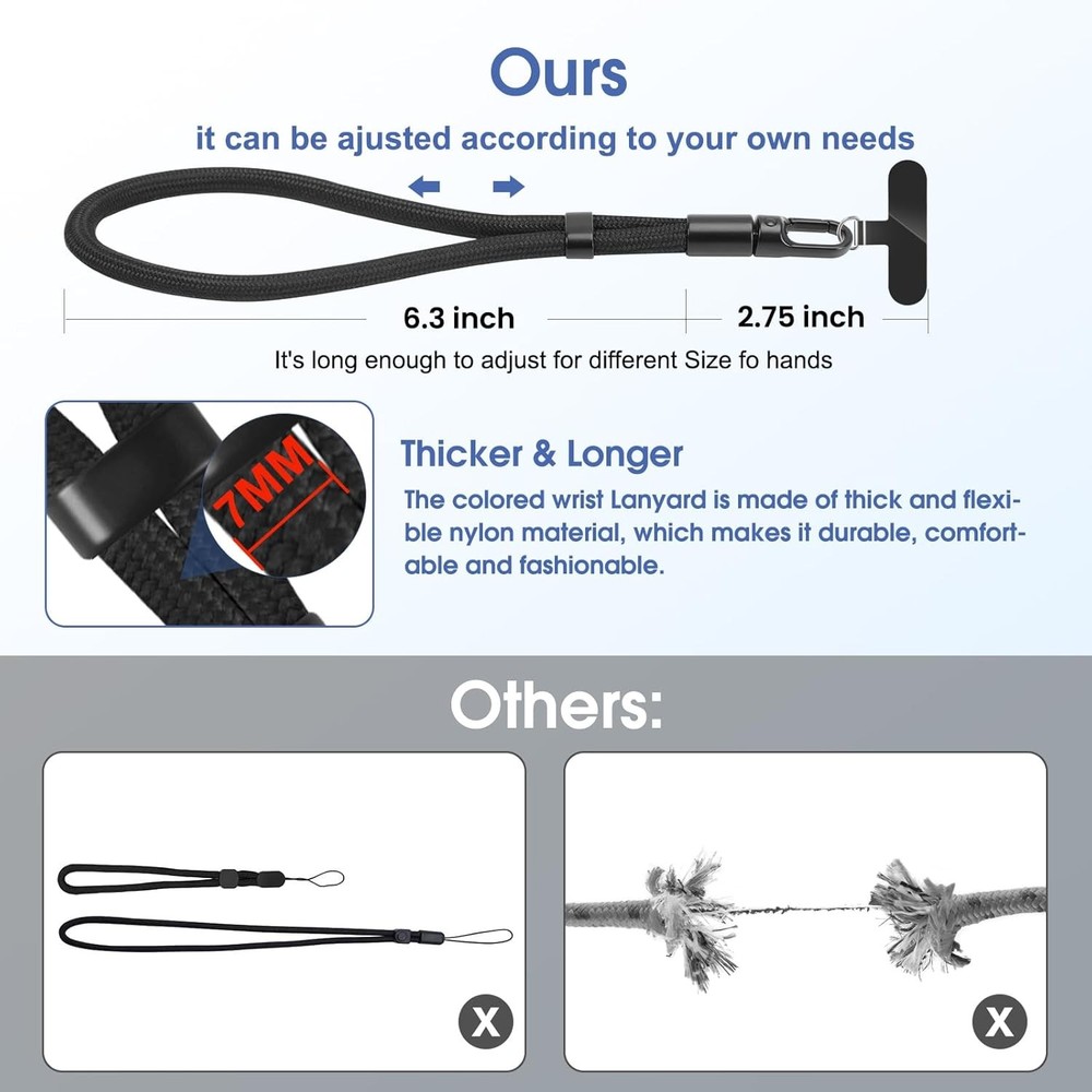2 Pack Adjustable Phone Lanyard Strap Hand Wrist Tether for Smartphones