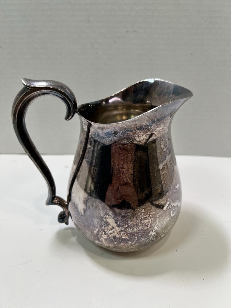 Reed & Barton 968 Silver Plate 6" Pitcher Creamer Vintage Patina Curved Handle