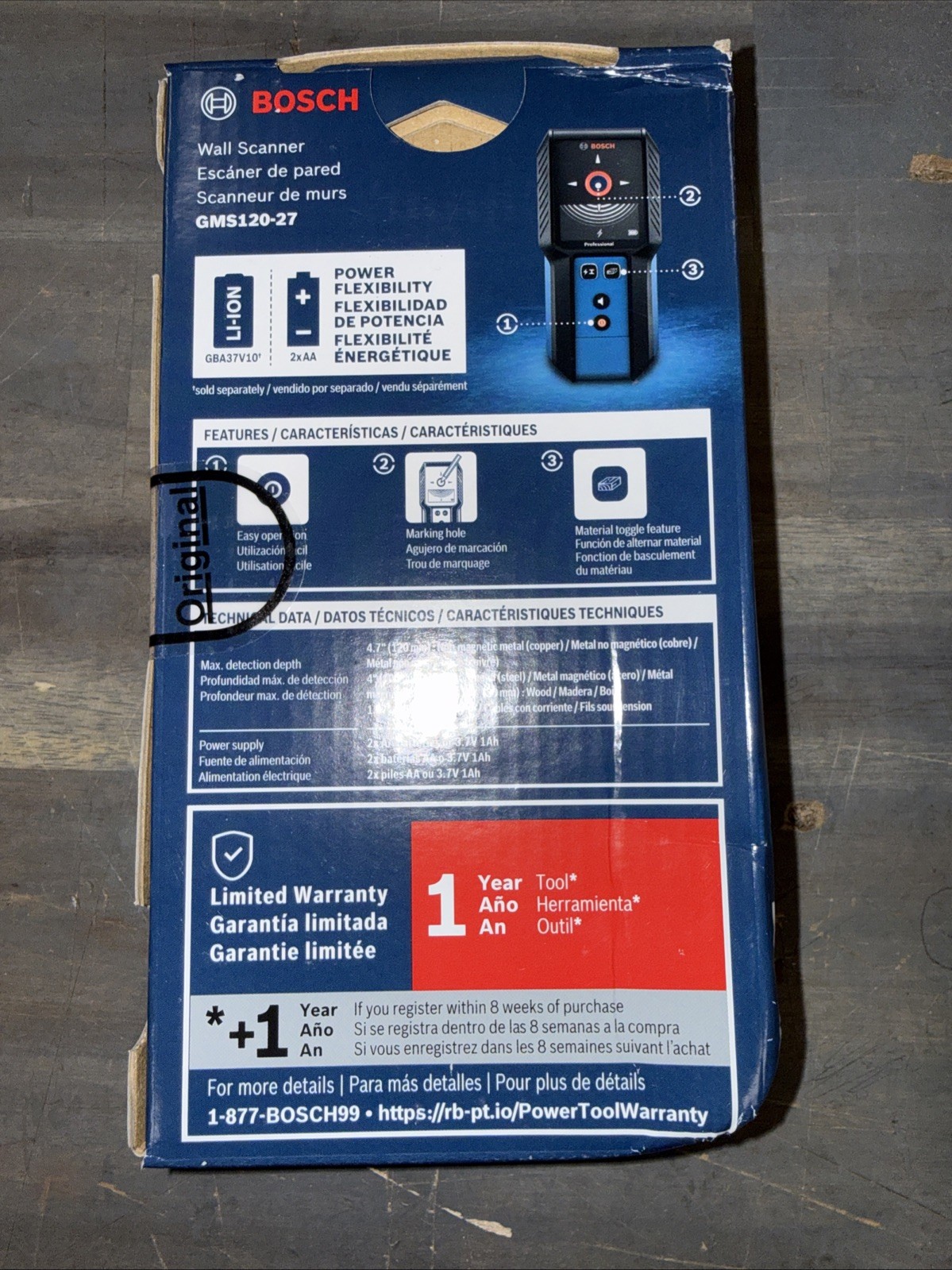 Bosch 4-in Scan Depth Electric/Metal/Wood Finder GMS120-27 [Brand New]