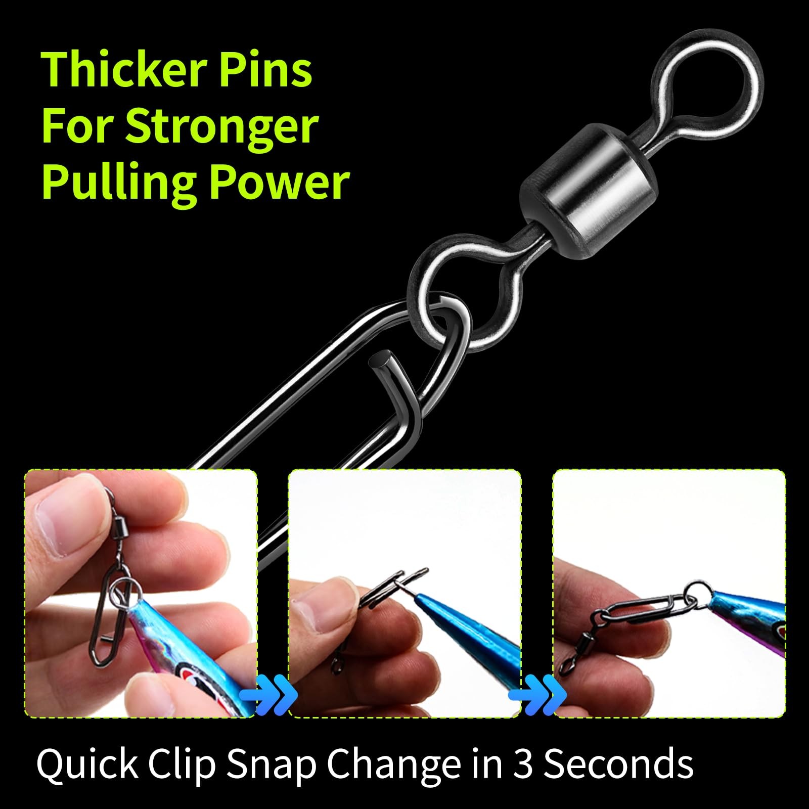 Fishing Speed Clips 50Pcs Quick Change Fishing Swivels & Snaps Topwater Speed...