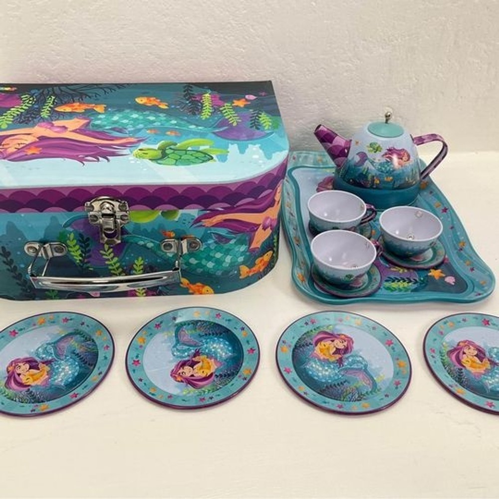Mermaid Tin Teapot Set