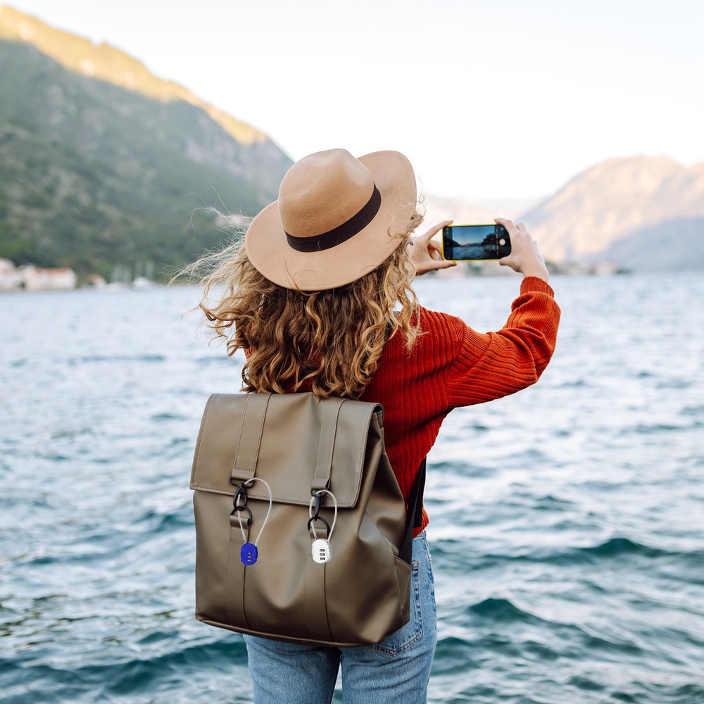 2Pc Small Combination Locks, 3 Digit Baggage Padlocks(Black, 7.8-Inch)