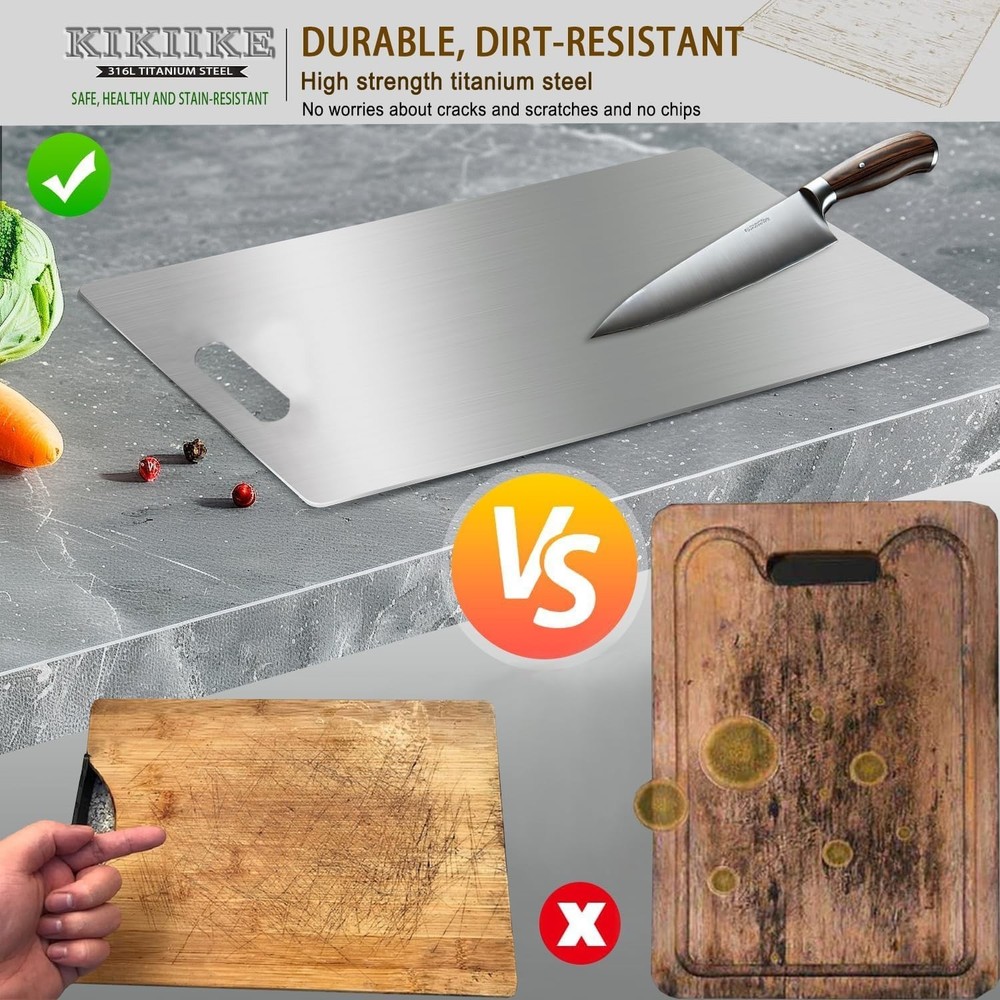 Double-Sided Pure Titanium Chopping Board - Dishwasher Safe, Durable & Versatile