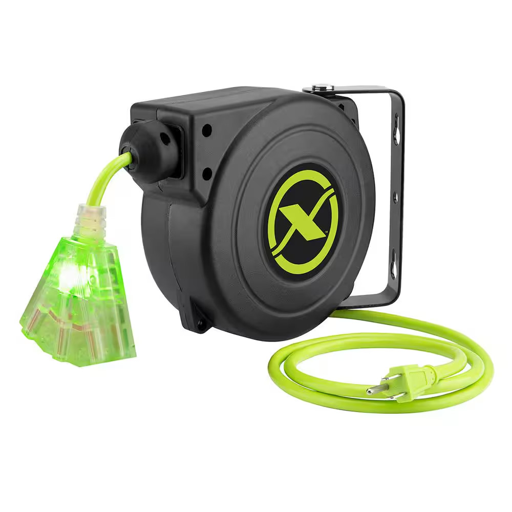Zillagreen 25 Ft. Retractable Extension Cord Reel, 16/3 AWG
