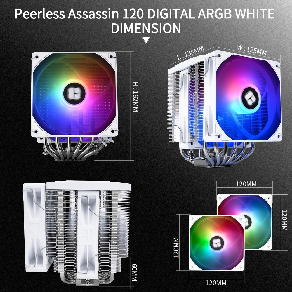 Thermalright Peerless Assassin 120 Digital ARGB White CPU Air Cooler,...