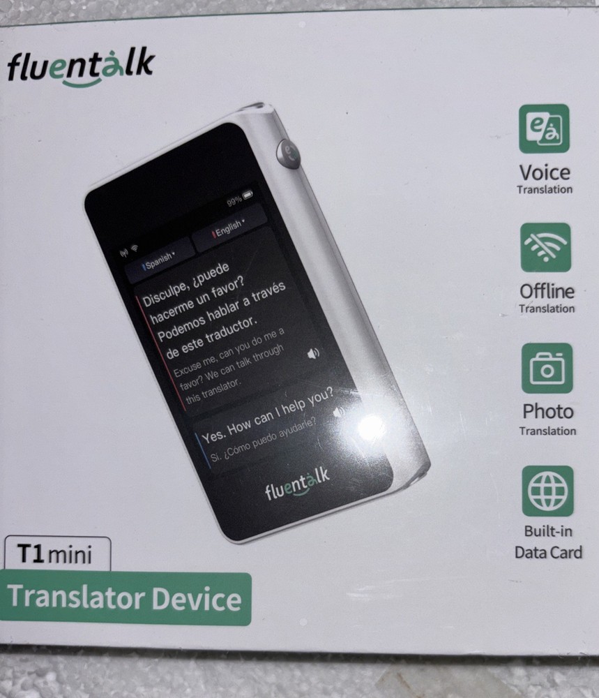 Fluentalk by Timekettle, T1 Mini Translator Device No WiFi Needed New Sealed
