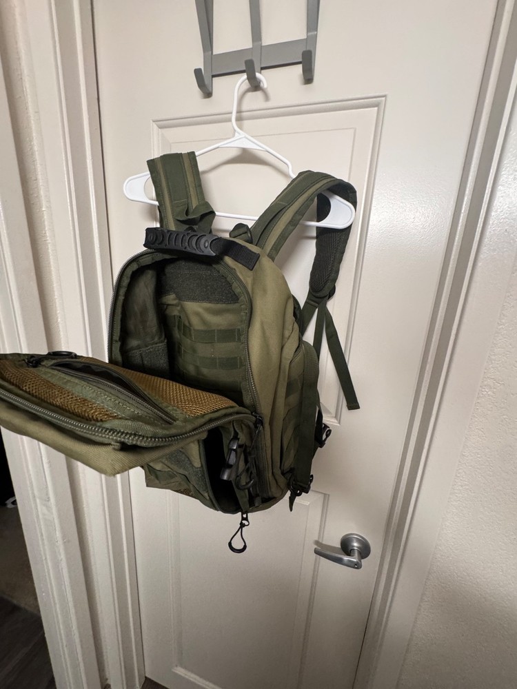 "Bear Komplex" Durable Tactical (Green) Backpack, 1 broken zipper, 4+ pockets