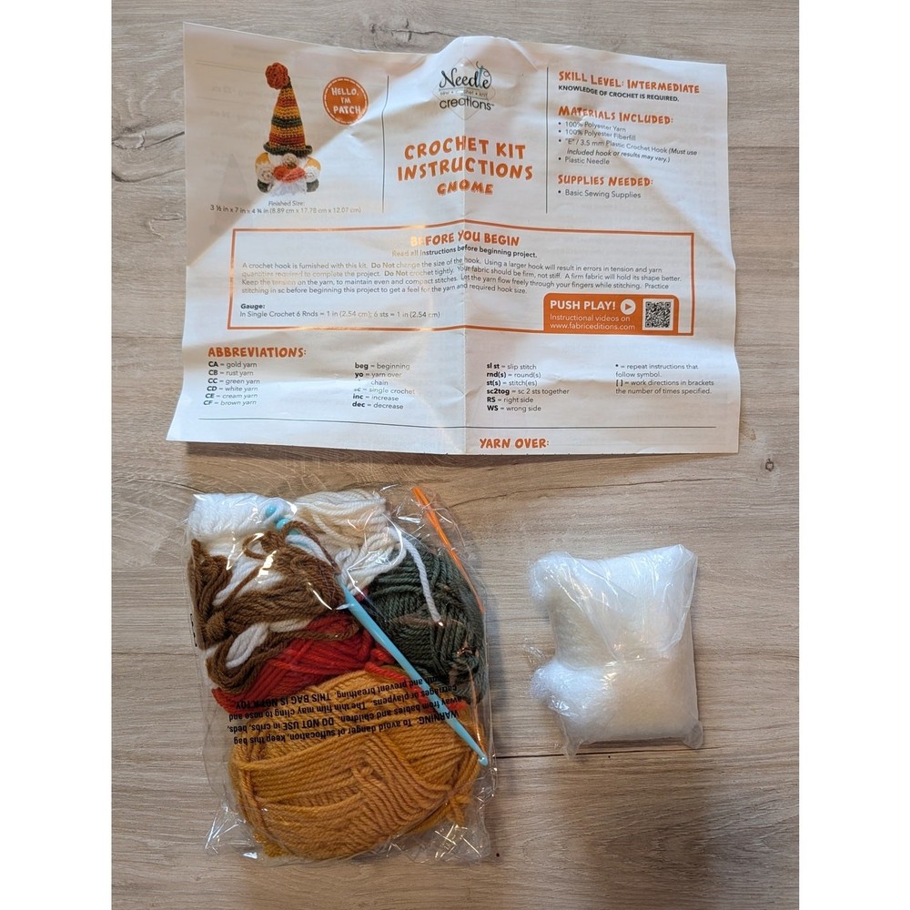 Gnome with Pumpkin Crochet Kit "Patch" Level: intermediate By Needle Creations