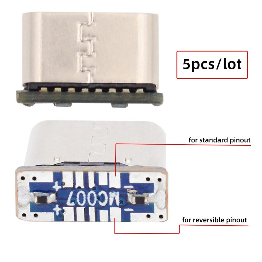 5 Pack Micro USB 5Pin to USB C Socket Port Repair Replacement Solder Adapter