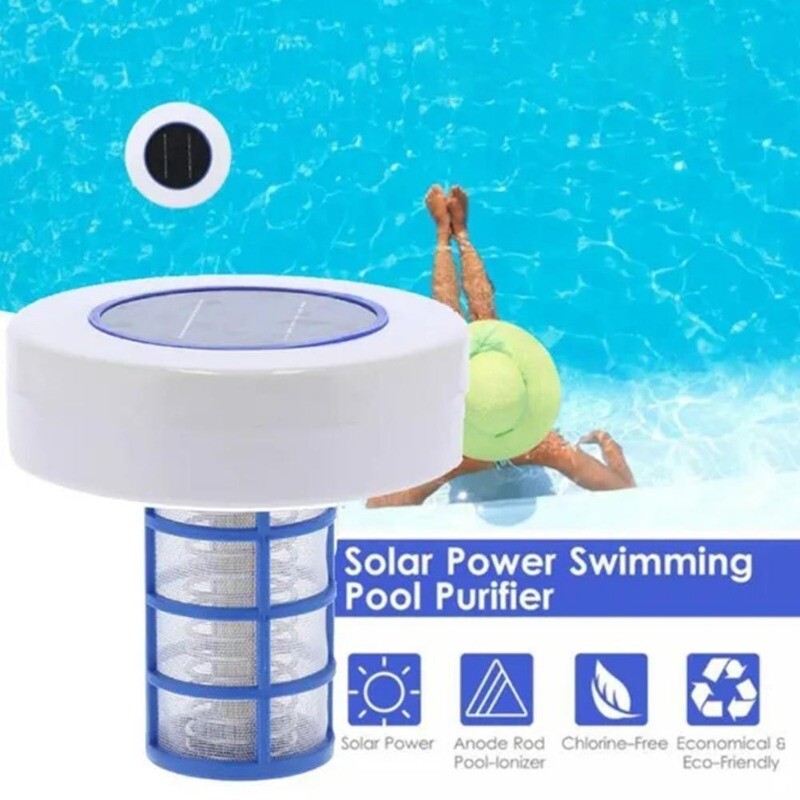 Solar powered copper-ion Pool Ionizer w/ LED Self-cleaning Anode FAST SHIP US