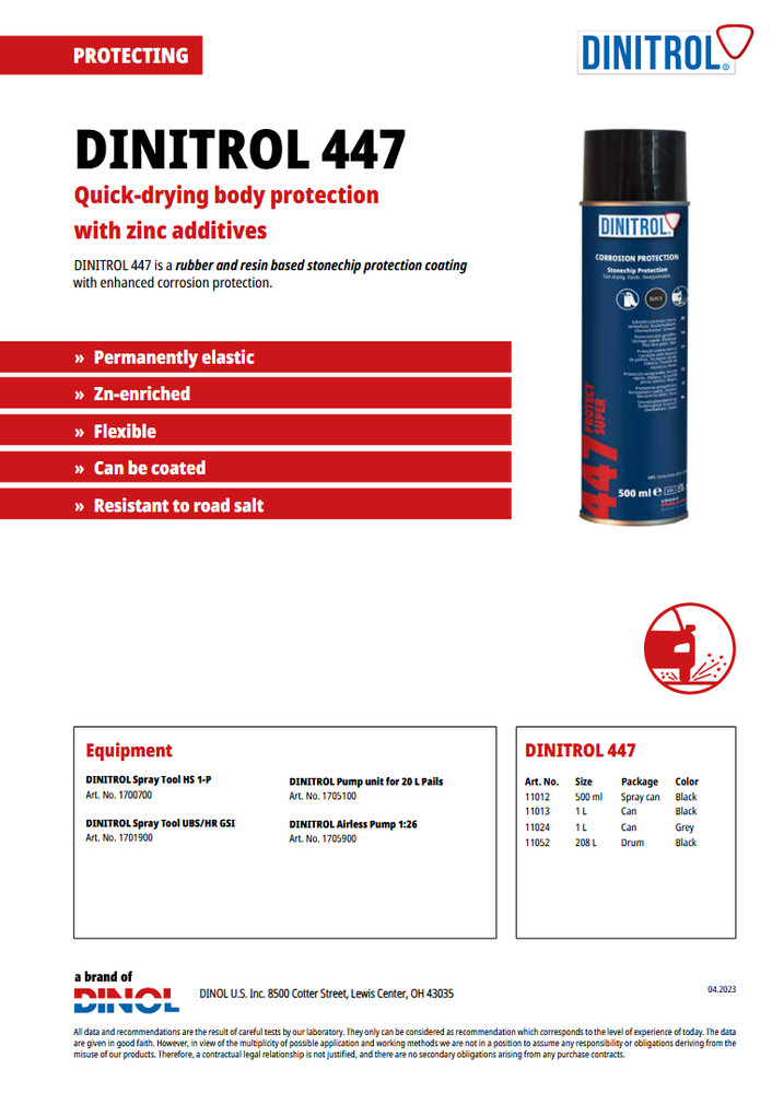 DINITROL 447 Protect Super - Quick Drying Rubber Based Body Protection 1L Can