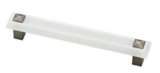 5" Kaley Pull Translucent White and Brushed Stainless Steel
