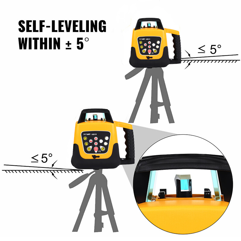360°Rotary Self-Leveling Rotating Red Beam Laser Level Tool Kit 500m Range