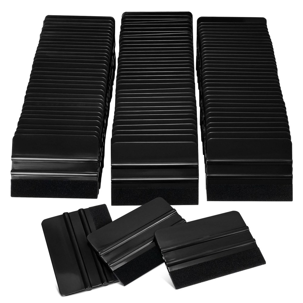 100 PCS Felt Squeegee for Vinyl - Flexible Plastic Black