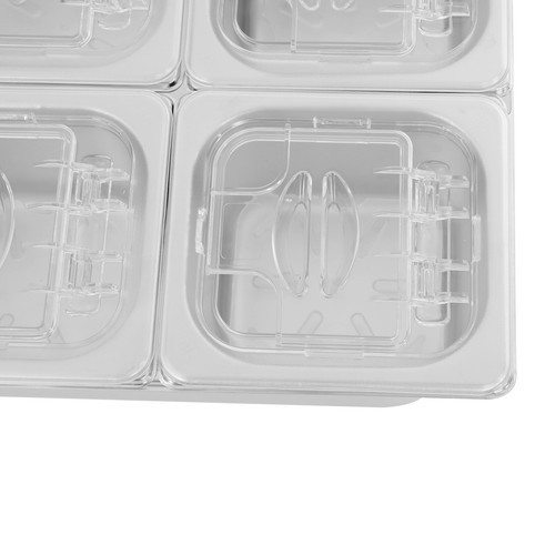 6-compartment Fruit Pan, Fruit Pan with Acrylic Lids and Water-filtering Gaskets