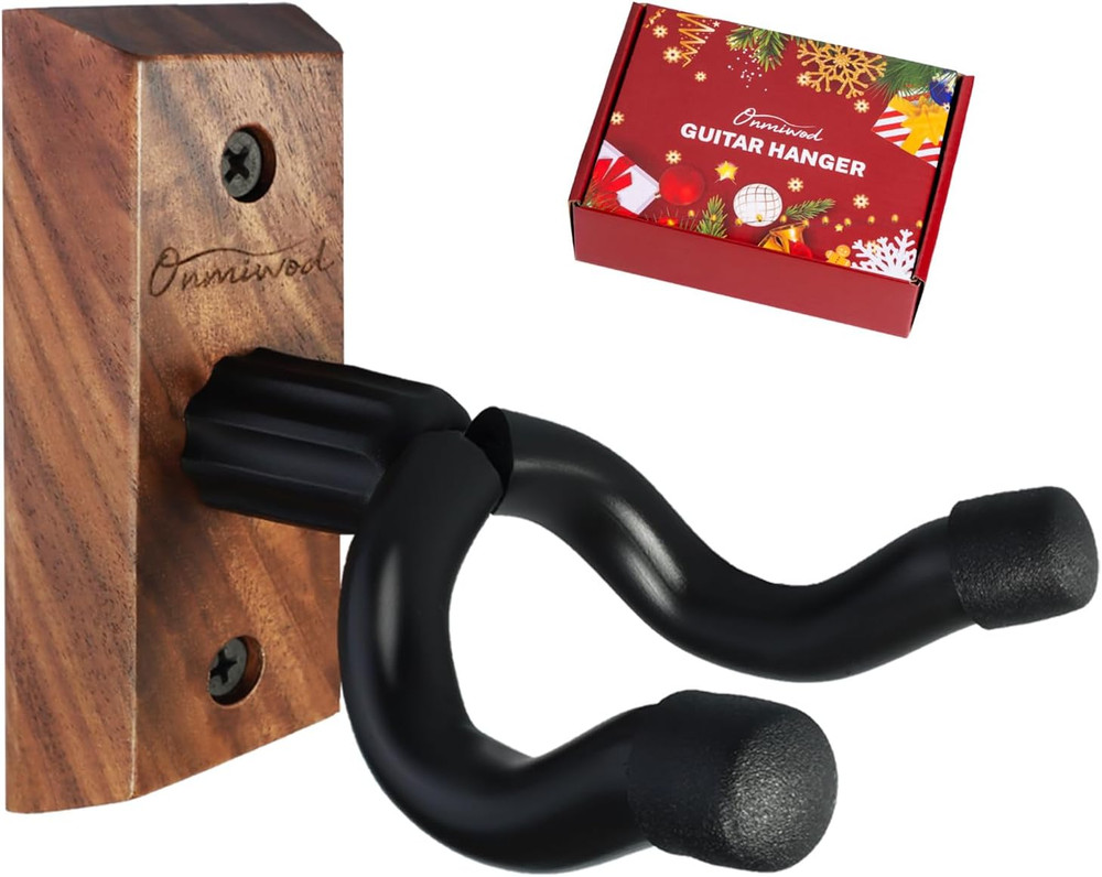 Black Walnut Guitar Wall Mount U-Shape Auto Pivot Hanger