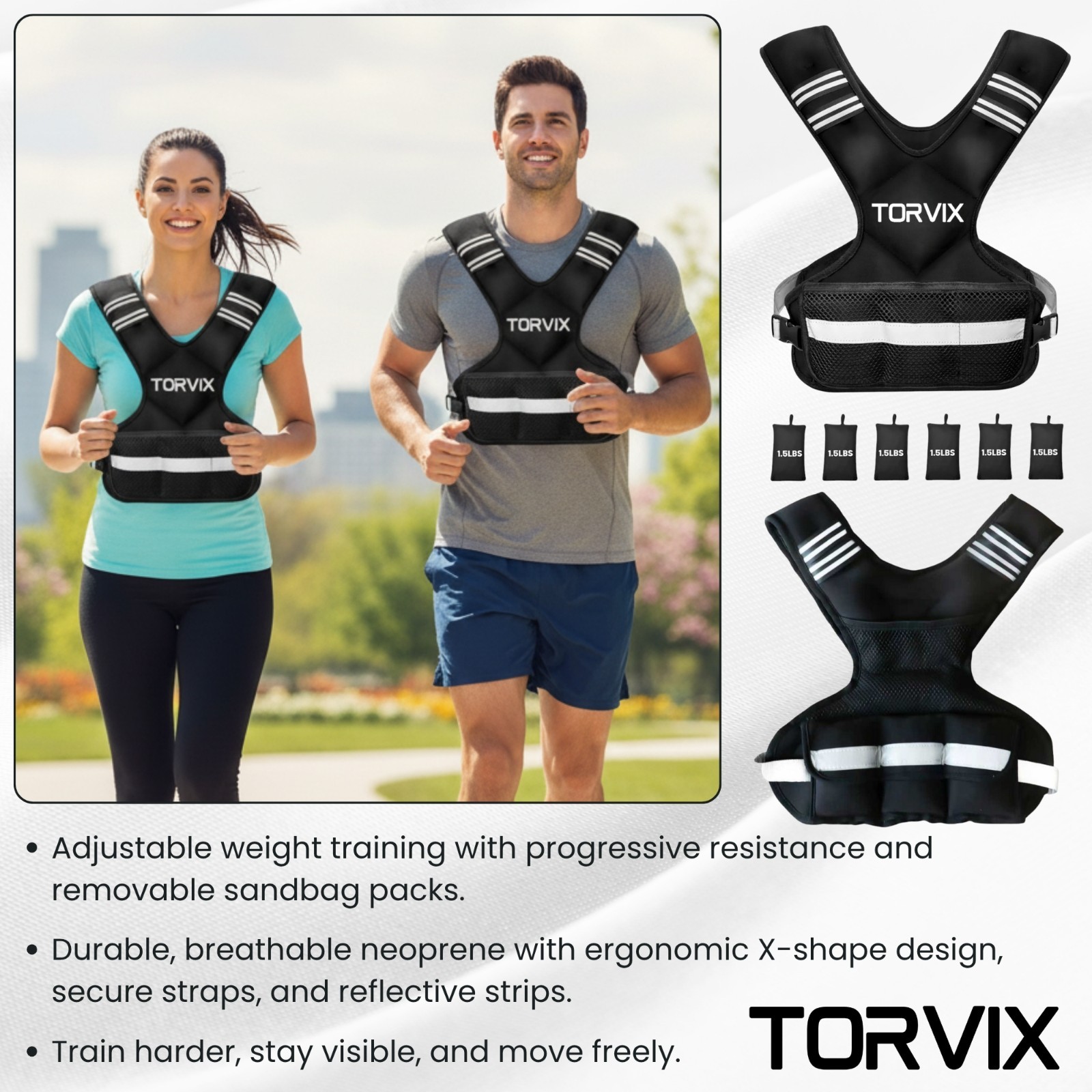 Weight Vest Adjustable 6-15 lb for Women and Men - Walking Running Training Vest