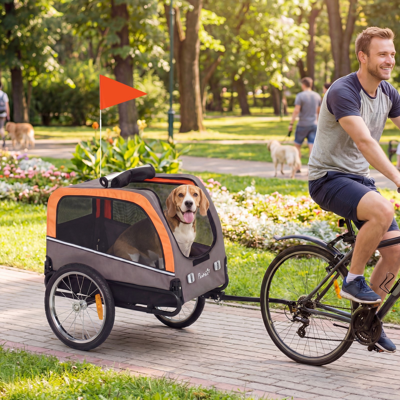 PawHut Dog Bike Trailer, Pet Cart Wagon Cart Carrier Attachment