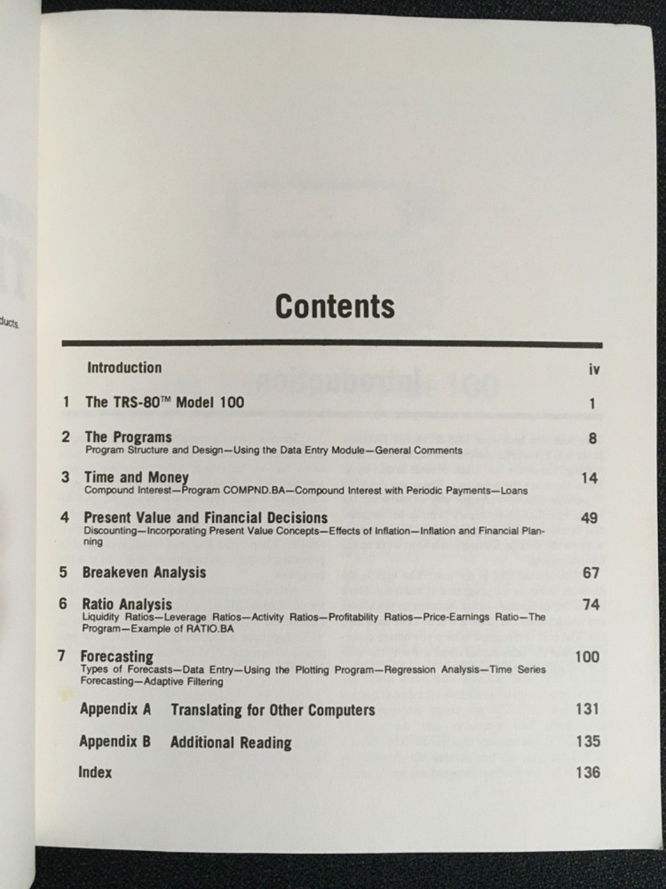 Financial Decision Making with your TRS-80 MODEL 100 including 18 Programs 1984