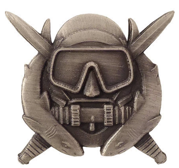 ARMY BADGE: SPECIAL OPERATION DIVER - MINIATURE SIZE, OXIDIZED FINISH