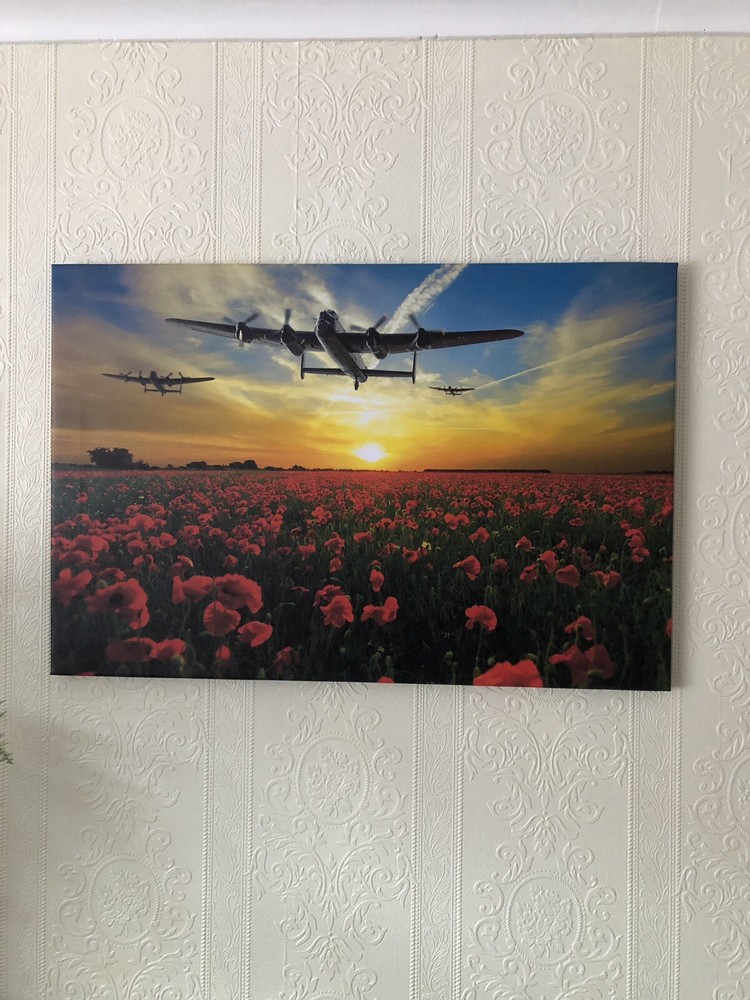 Avro Lancasters over sunset poppy Fields canvas prints various sizes
