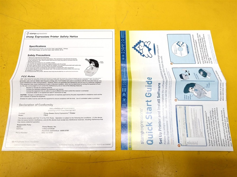 ⭐️⭐️⭐️⭐️⭐️ Pitney Bowes 770-8 Stamp Expressions Postage Printer