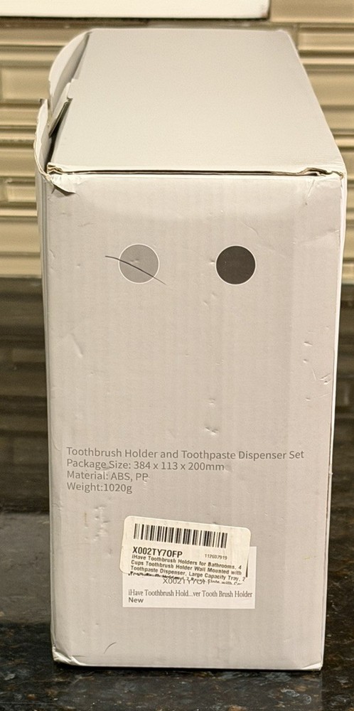 iHave Toothpaste Dispenser & Toothbrush Holder 4 cups Wall Mountable Silver New