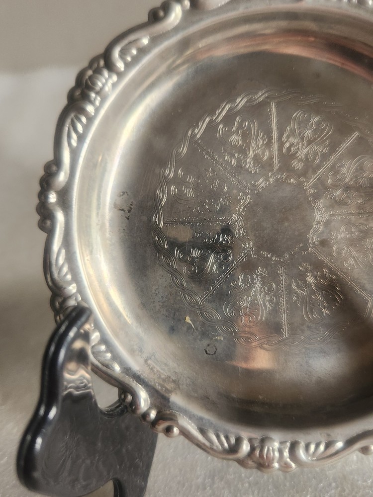Vintage Silverplated Trinket Dish or Coaster • Electroplated Silver on Steel