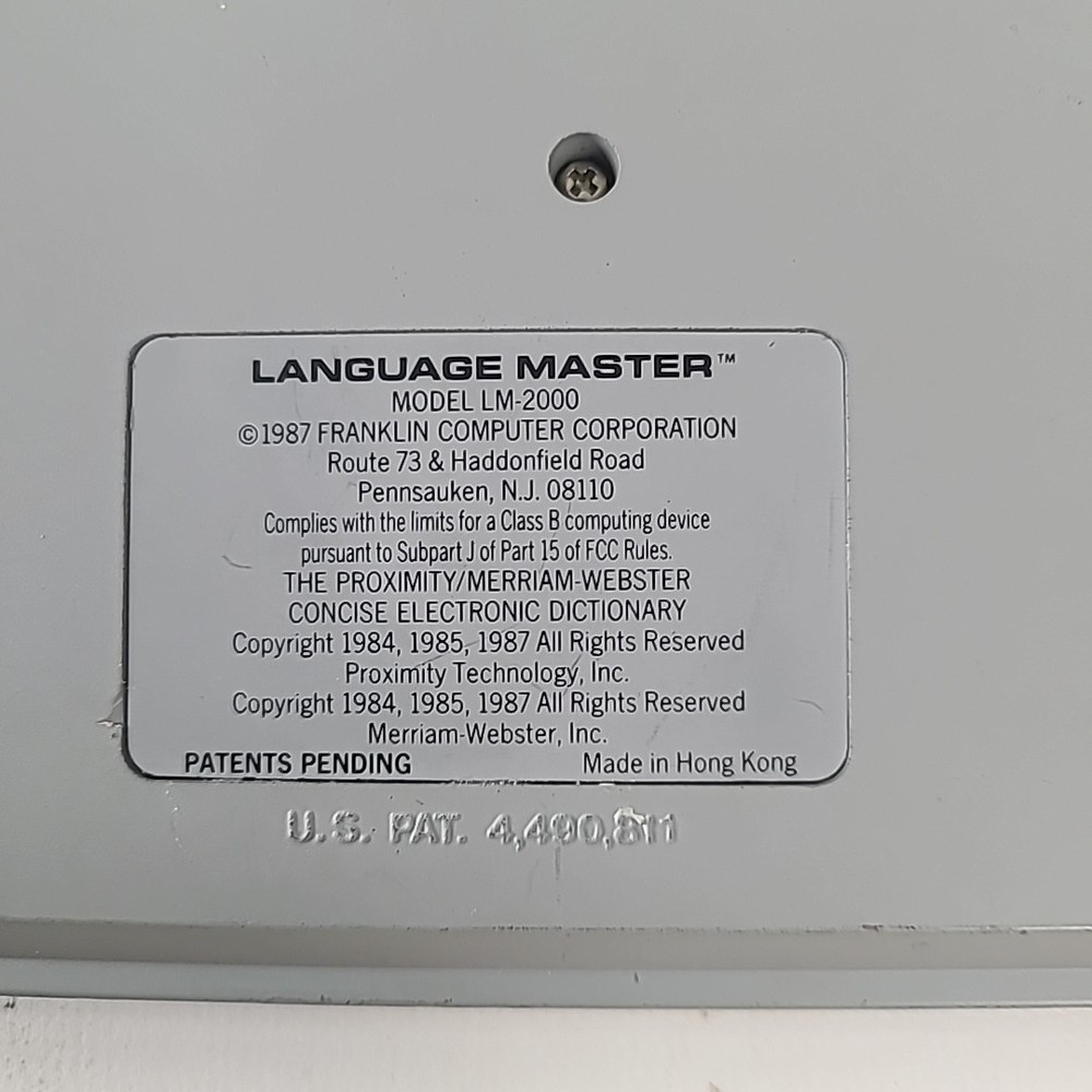 Franklin Language Master LM-2000 Dictionary Spelling Thesaurus Electronic