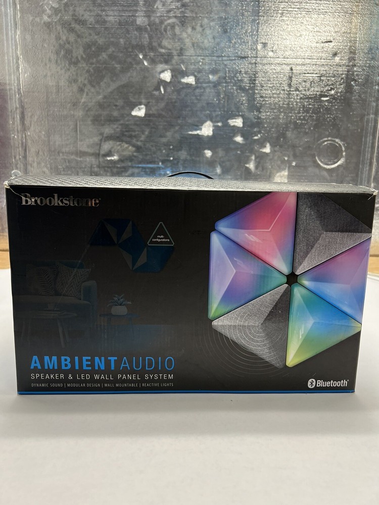 Brookstone Ambient Bluetooth Audio Speaker & LED Wall Panel System W Remote USED