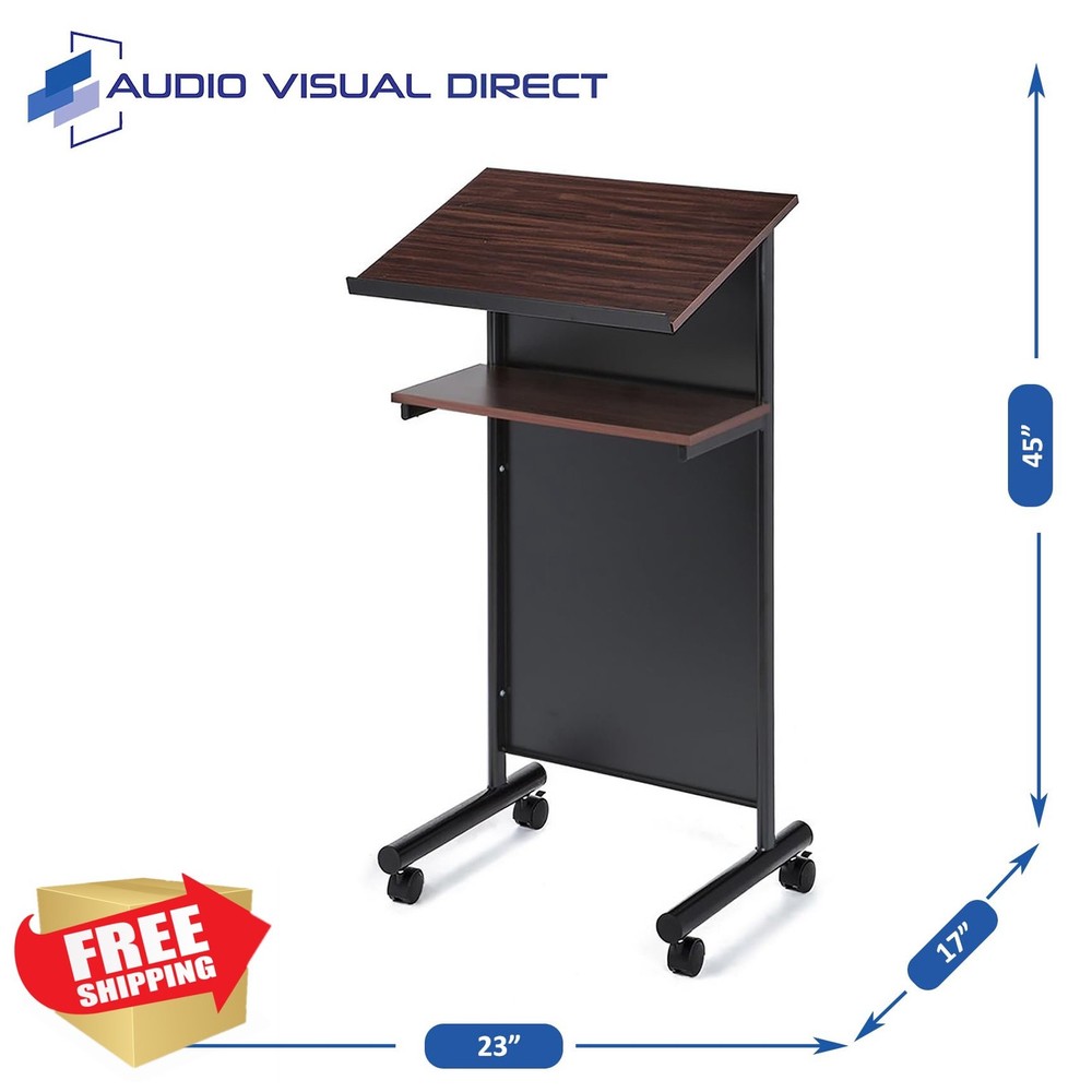 Audio-Visual Direct Wheeled Lectern Podium Cherry Black