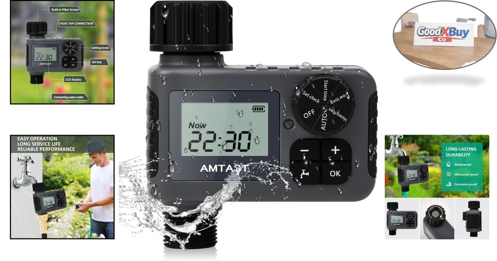 Programmable Sprinkler Timer with Rain Delay for Garden Hose - Black, Digital...