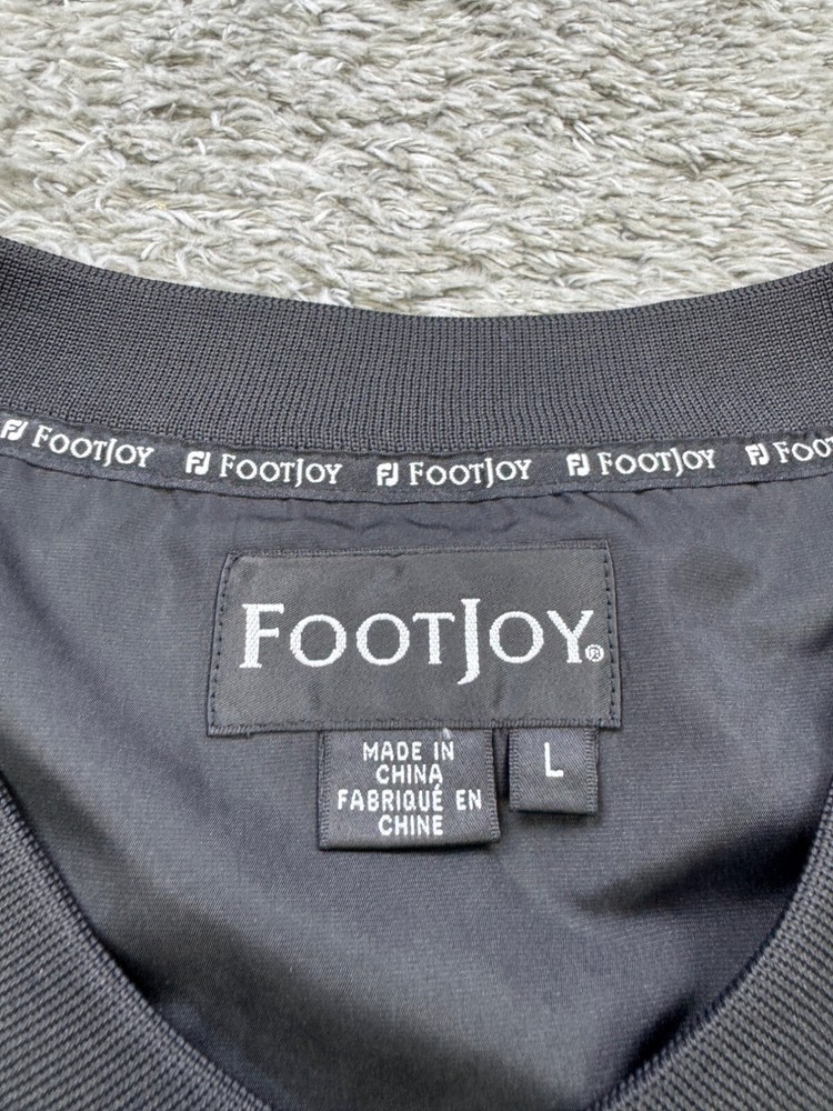 FootJoy Jacket Men Large Black V Neck Performance Golf Windbreaker Pullover Coat
