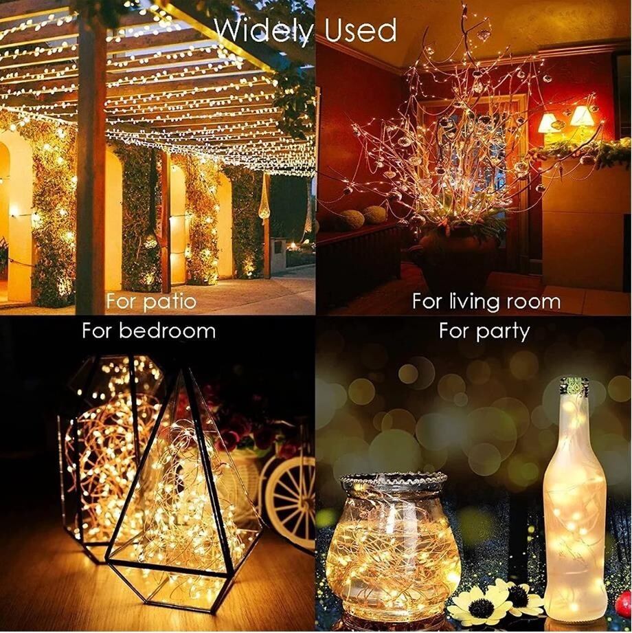 Outdoor Solar String Lights 72Ft 200LED with 8 Modes Warm White