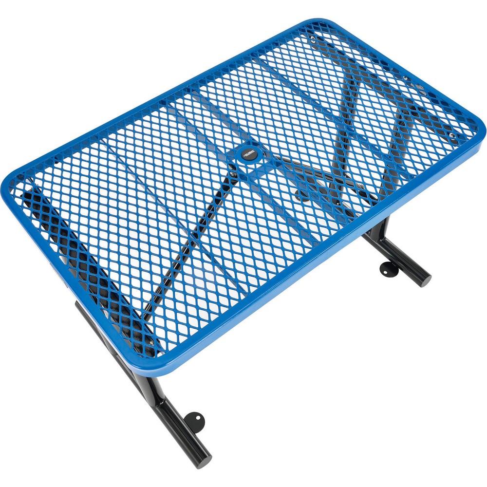 Global Industrial 4' Rectangular Expanded Metal Outdoor Table Blue