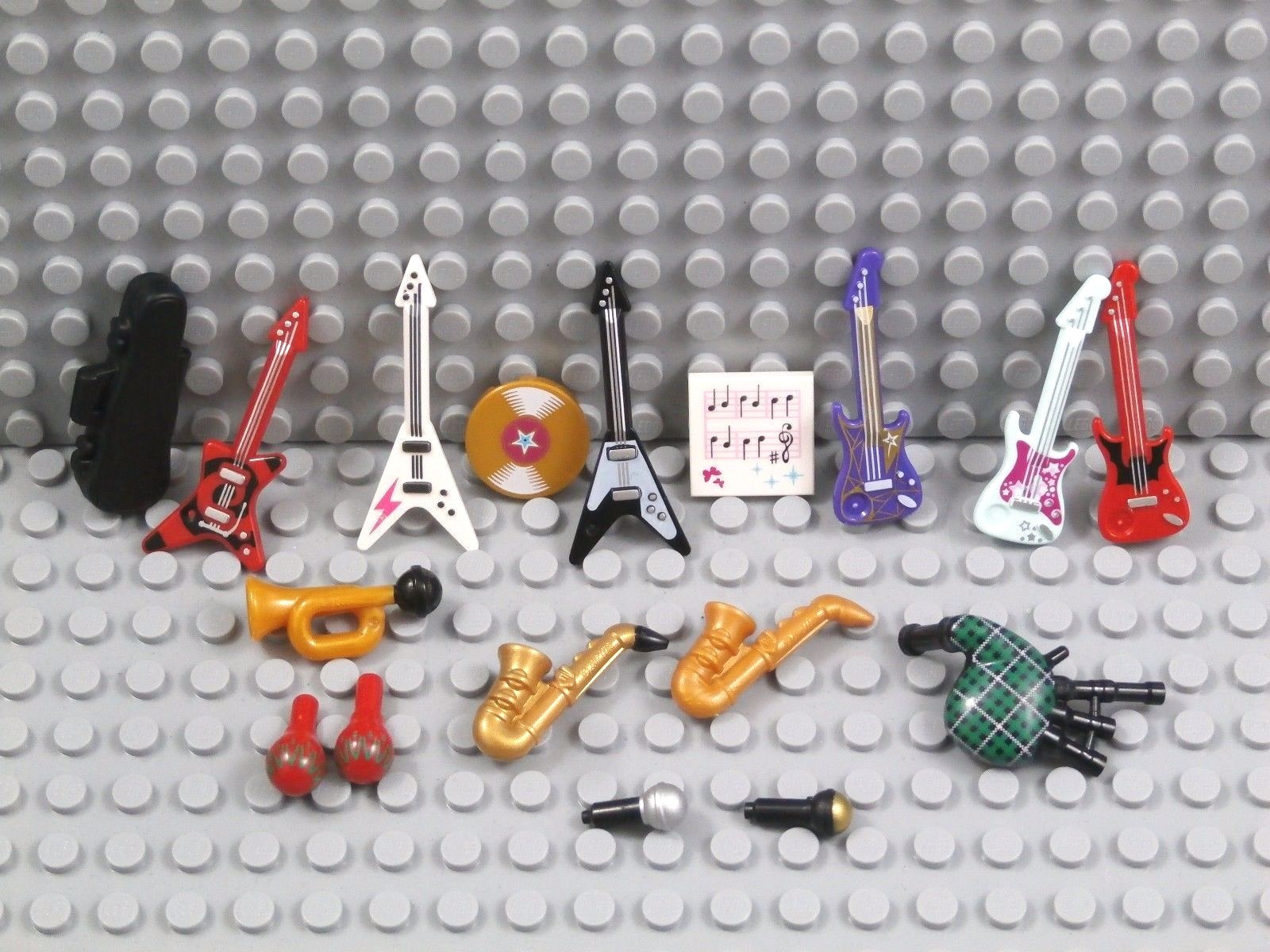LEGO MUSICAL INSTRUMENTS ~ Guitar Saxophone Violin Case Bugle Horn Bagpipes NEW