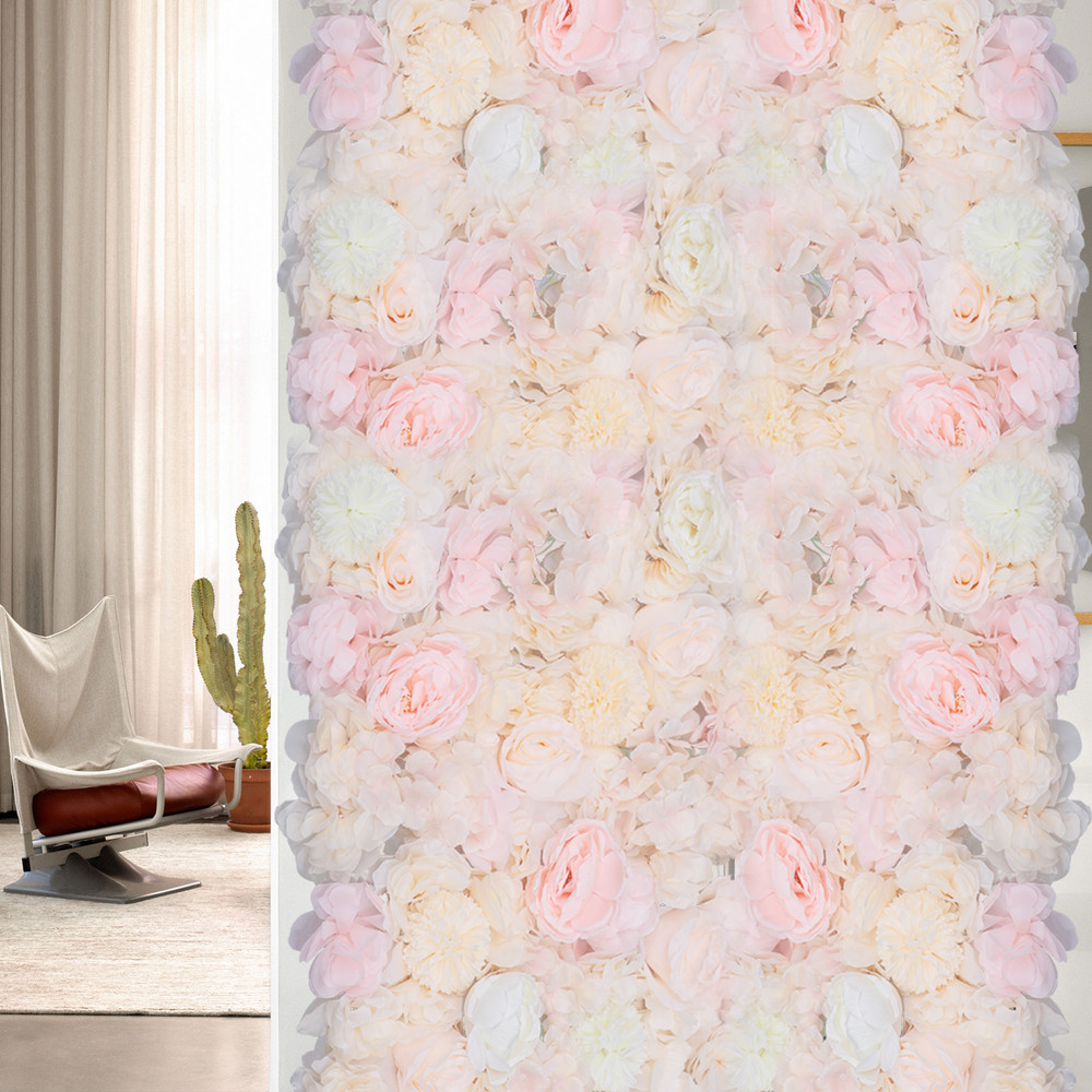 6x 60x40cm Silk Rose Artificial Flower Wall Panel Wedding Backdrop Decoration