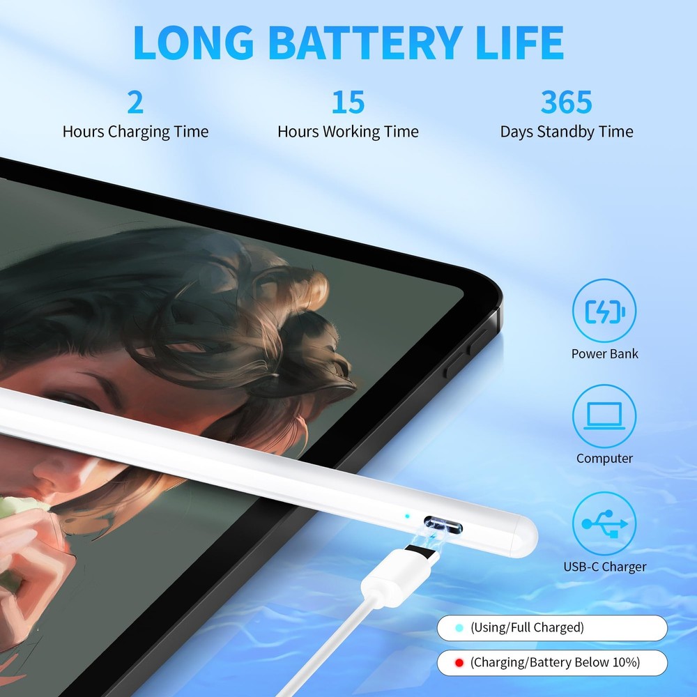 Stylus Pen for Touchscreen, Compatible Android & iOS Universal, White